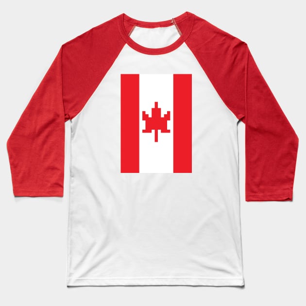 Canada Flag - Pixel Art Baseball T-Shirt by outofthepixel